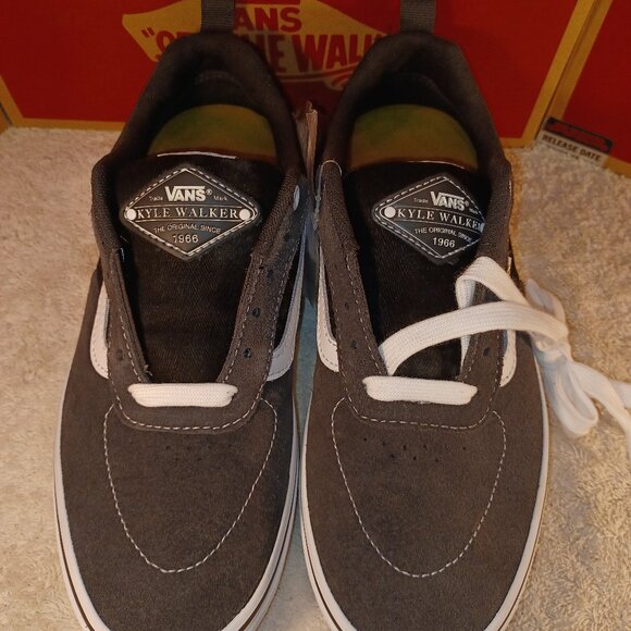 VANS Men's 7/Womens 8 Kyle Walker Twill Raven Suede Grey Black White VN0A5JIE87C - Picture 10 of 12